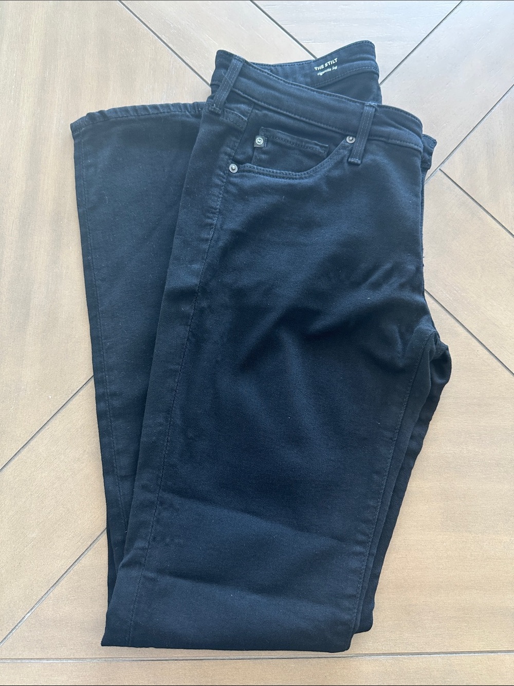 AG Adriano Goldschmied The Stilt Cigarette Leg Denim Jeans- Size 27R Black-Women